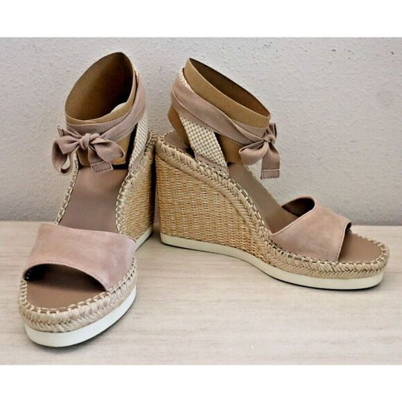 Vince Camuto Women's Sz 8.5M Truffle Taupe Bendsen Espadrille Wedge Sandals - Picture 2 of 11